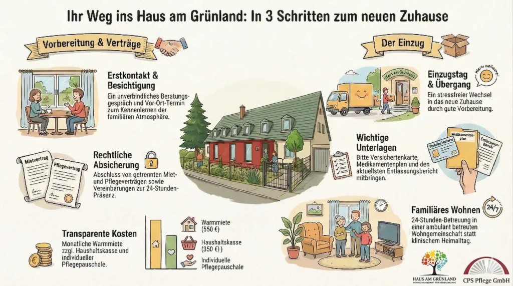 Infographic to inform the Patient about the process of moving into Haus am Grünland