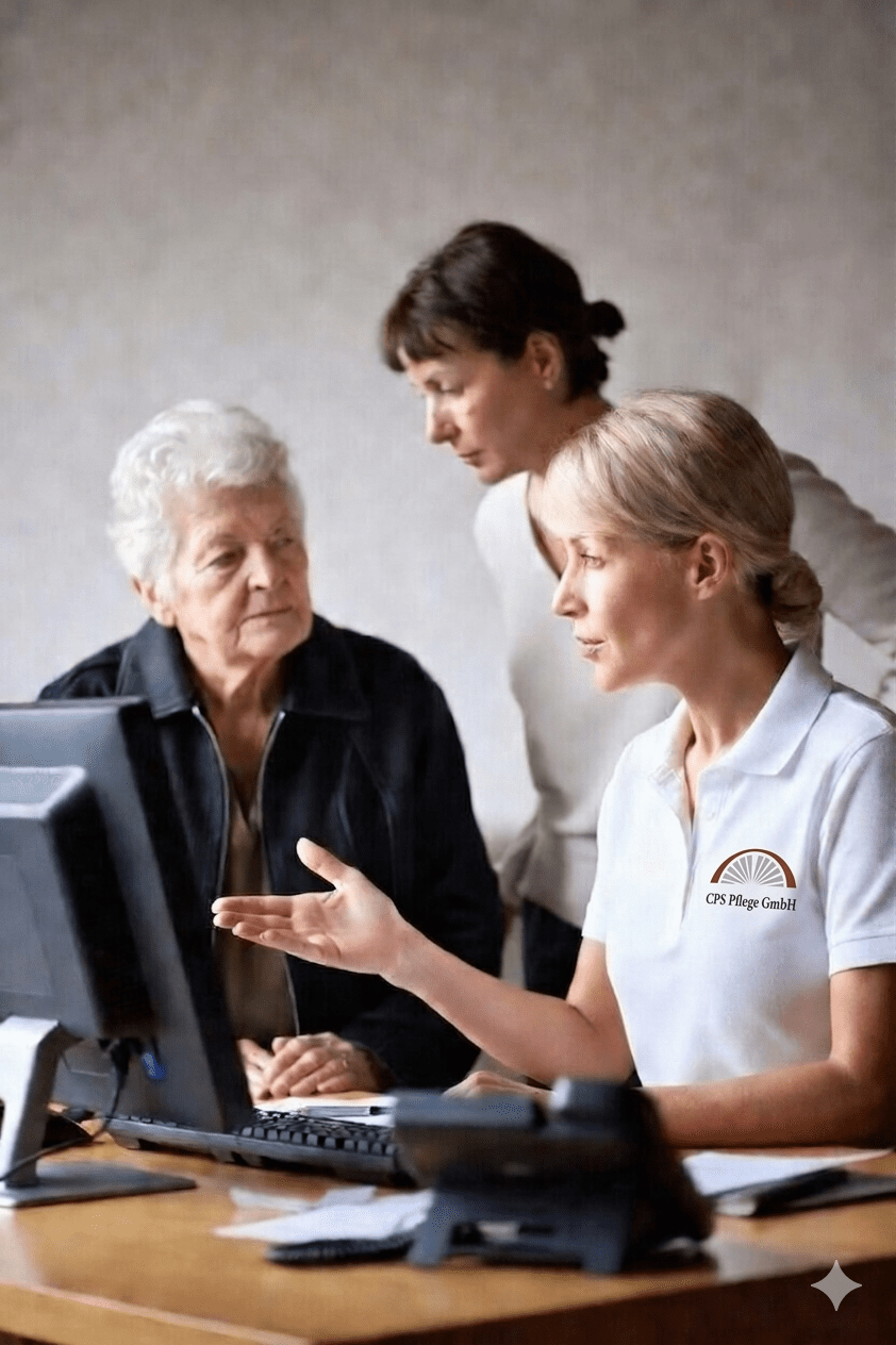 Secretary advising new Patient and her daughter.